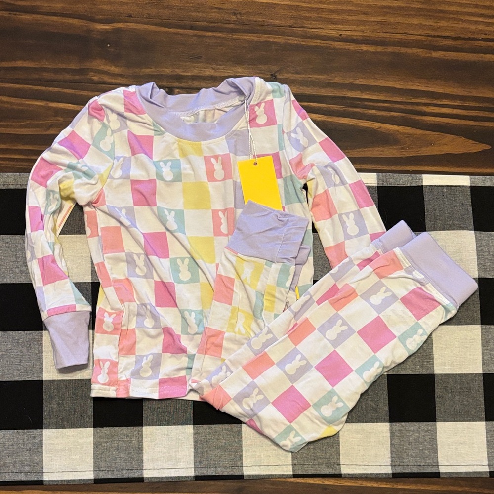 Bamboo peeps Easter Bunny Pajama set pants long sleeve new 2T